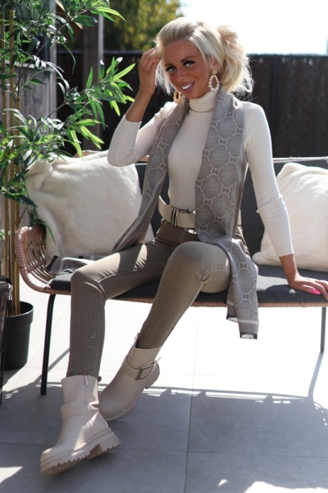 Sjaal creme/taupe