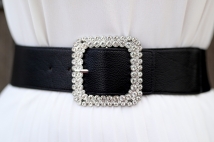 belt black silver strass