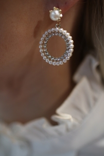 earings silver pearl