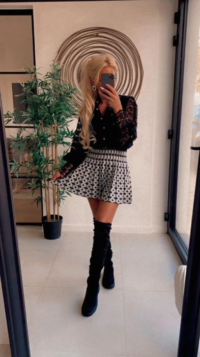 Skirt black white