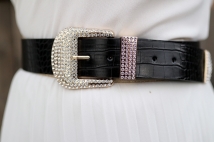 centure snakee black gold/silver strass