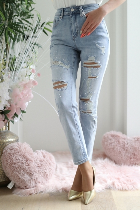 Light jeans strass