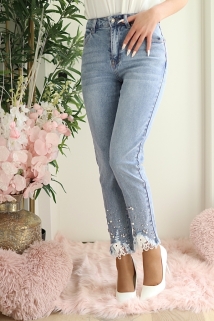 Jeans kant strass