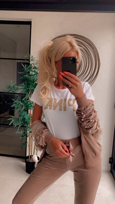 T-shirt white gold pink