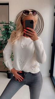pull white/hearts strass