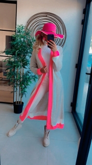 Gillet white beige fushia