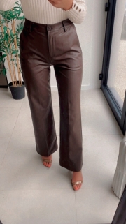 classic pants brown leather look