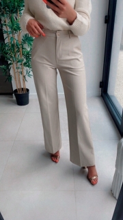 classic pants creme leather look