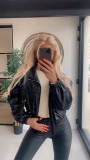jacket black leatherlook short