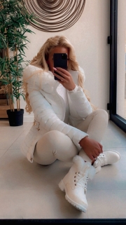 jacket white doudoune fake fur