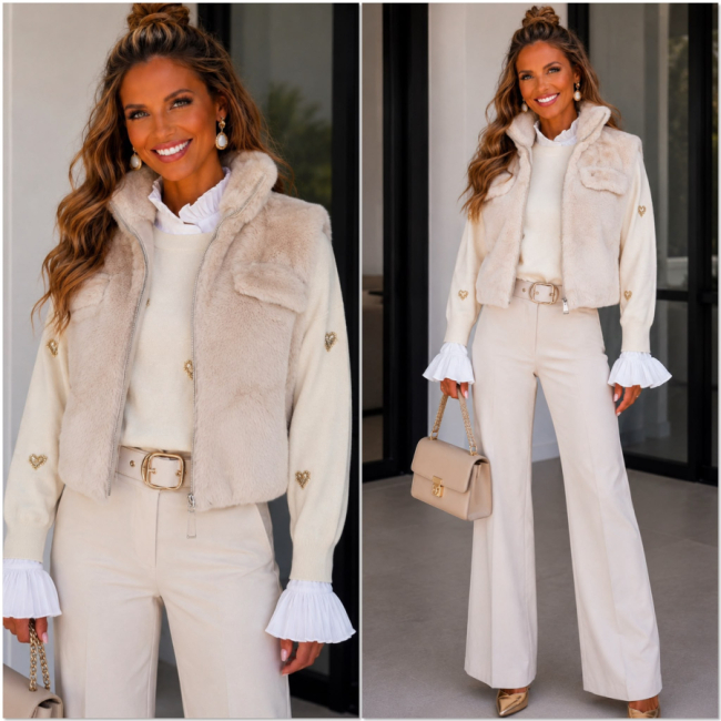 gillet beige teddy