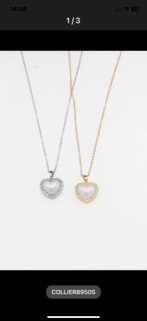 neclace heart gold strass
