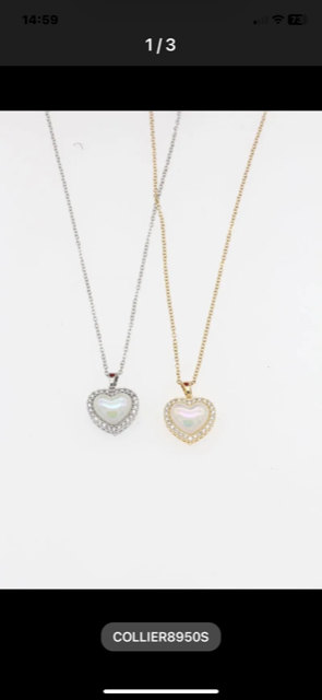 neclace heart gold strass