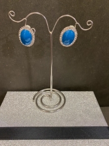 earings bleu strass clips