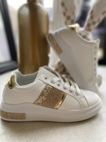 sneaker blanc/gold strass
