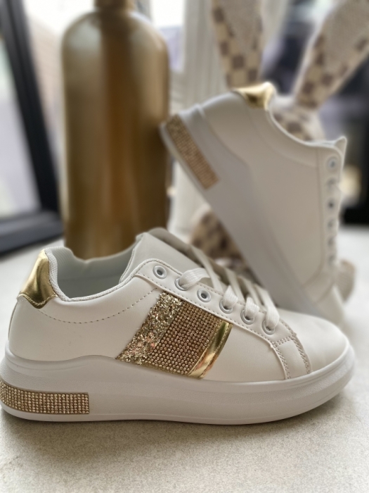 sneaker white/Gold strass