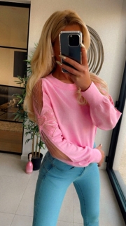pull pink/arc manche