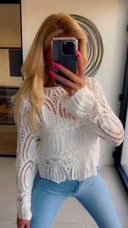 pull blanc tricote