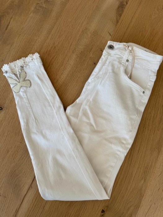 broek wit perle/strass
