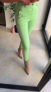 pants fruit green/heart botton