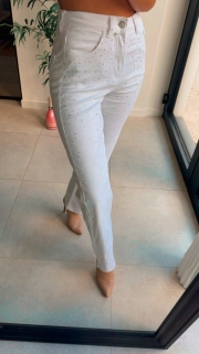 pantalon blanc/strass