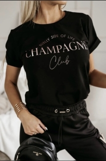 t-shirt zwart/gold champagne club