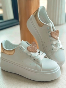 sneaker white/gold heart