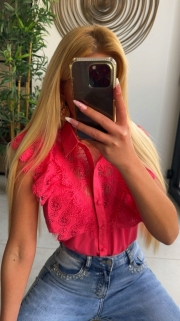 blouse/top hot pink/side