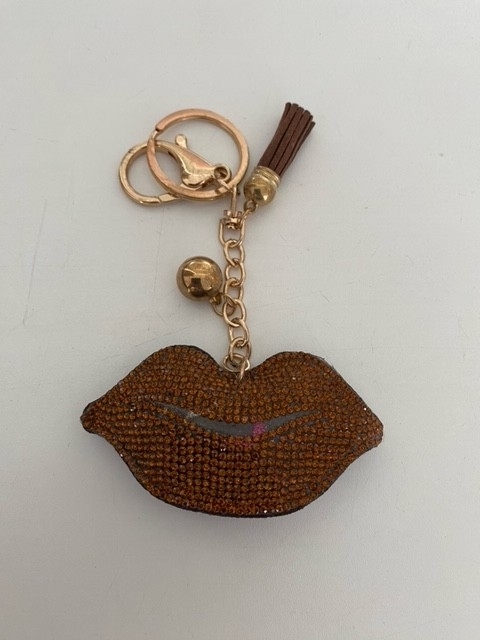keychain lip brown strass