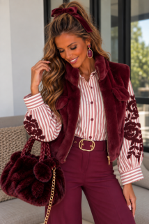 Gillet teddy Bordeaux