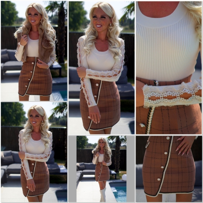 Pull Beige kant