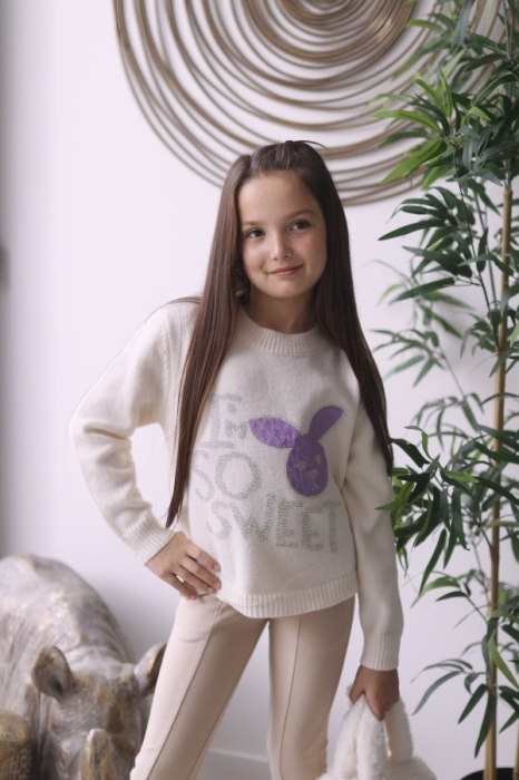 Pull creme lapin