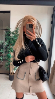 Jupe taupe botton
