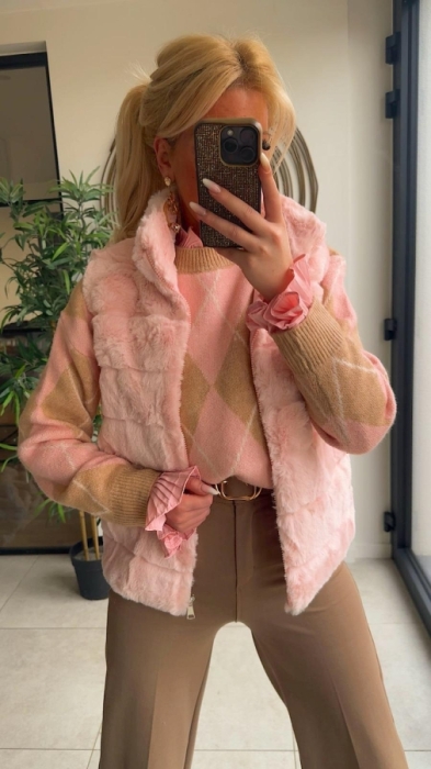 Gillet teddy Pink
