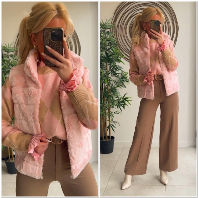 Gillet teddy Pink