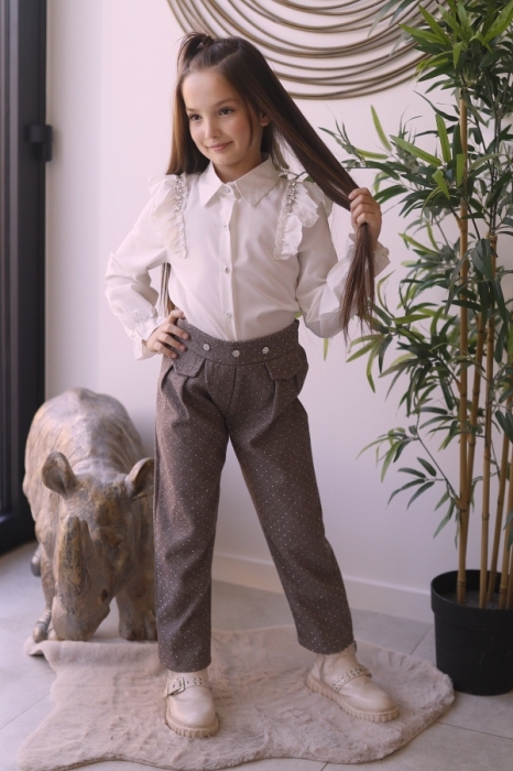 Broek Beige strass