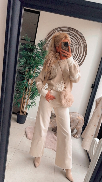 Wide leg creme