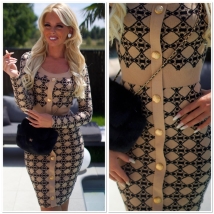 Robe sandcolor black golden botton