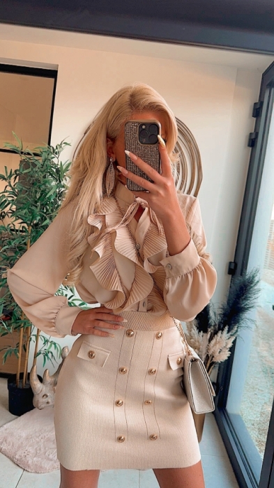 Rok creme golden botton