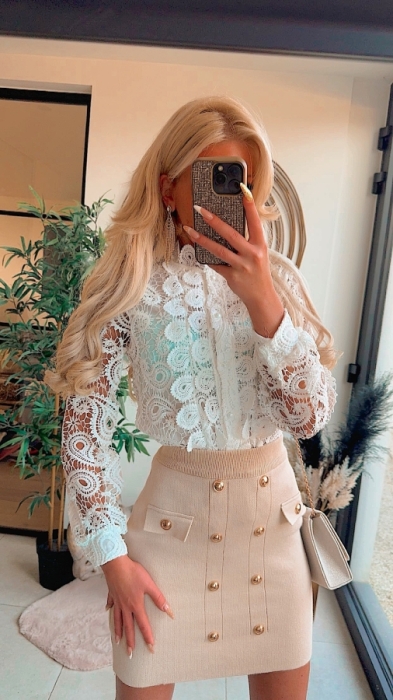 Rok creme golden botton