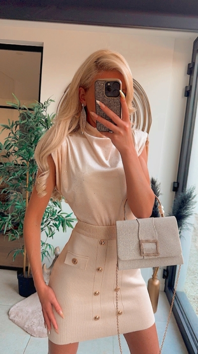 Rok creme golden botton