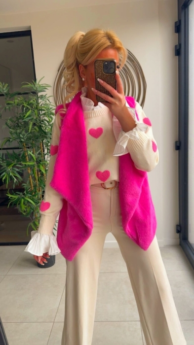 Gillet teddy fushia