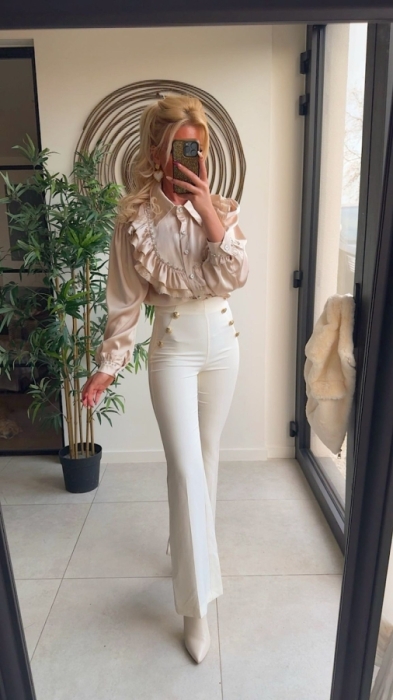 Classic pants creme botton