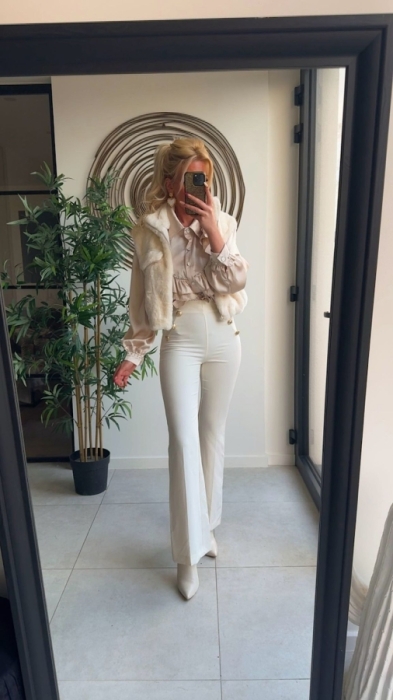 Classic pants creme botton