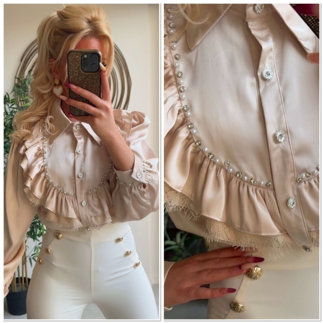 Classic pants creme botton