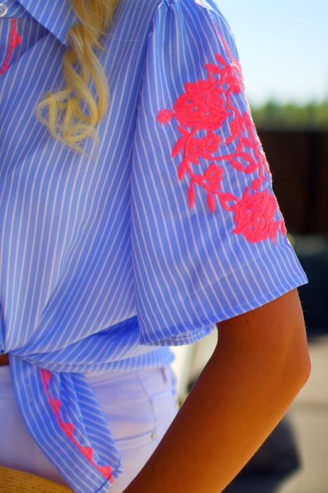 Blouse blue pink flowers 