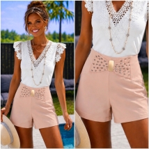 Short beige noeud strass 