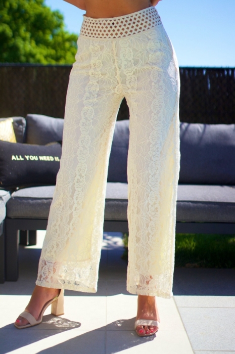 Broek beige kant bohème 