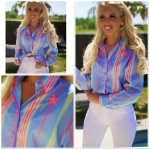 Blouse bleu multi  fluo 