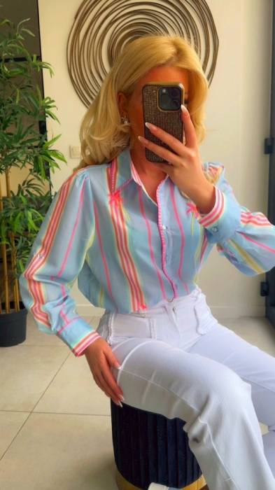 Blouse bleu multi  fluo 